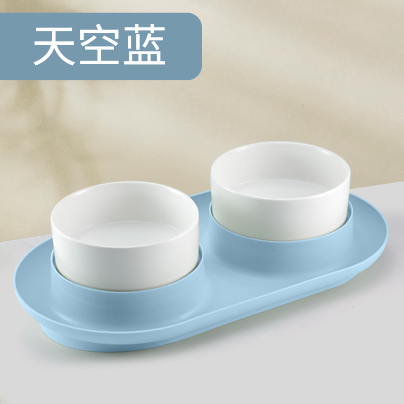 [누수 방지 식품 볼 랙 + 세라믹 더블 볼] 스카이 블루