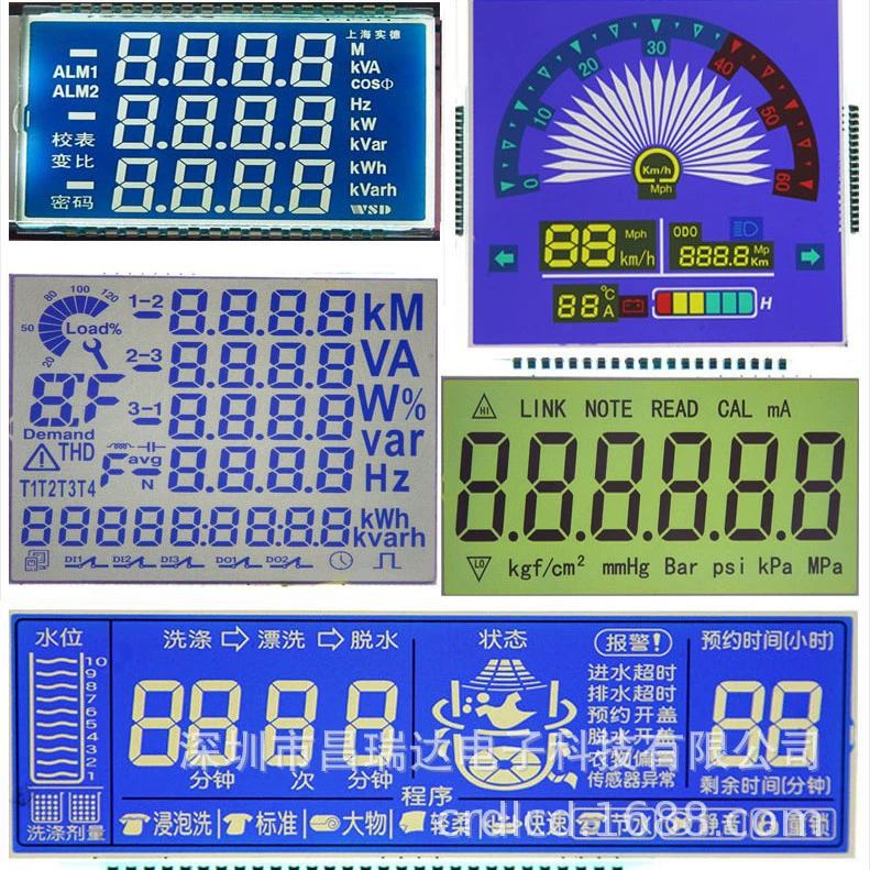 Сегментированный LCD-дисплей (CRD), настраиваемый, варианты STN/VA