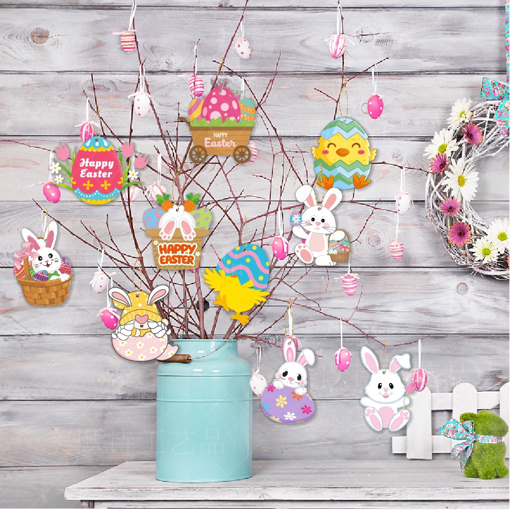 Transfronterizo nueva fiesta de Pascua decoración ornamento colgante feliz conejo de pascua Etiqueta de Carnaval