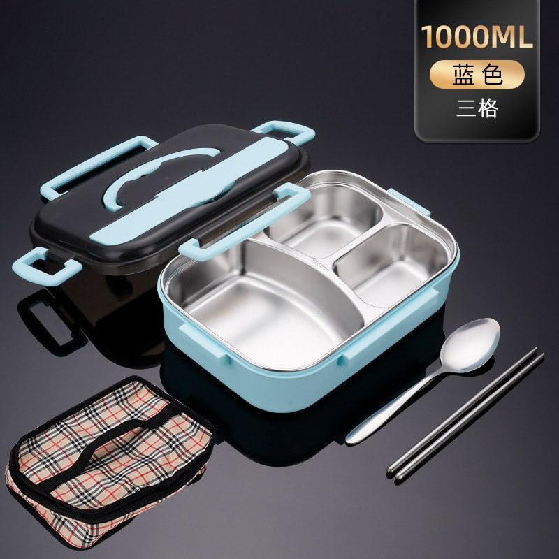 (소형) 블루 [3칸 + 보온가방 + 젓가락 + 스푼]