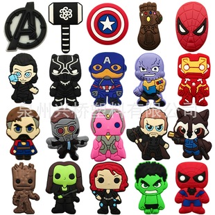 Marvel Series Superhero Croc Shoes DIY Accessories Pvc Soft Rubber Croc Shoes Flower Shoe Buckle Shoe Accessories