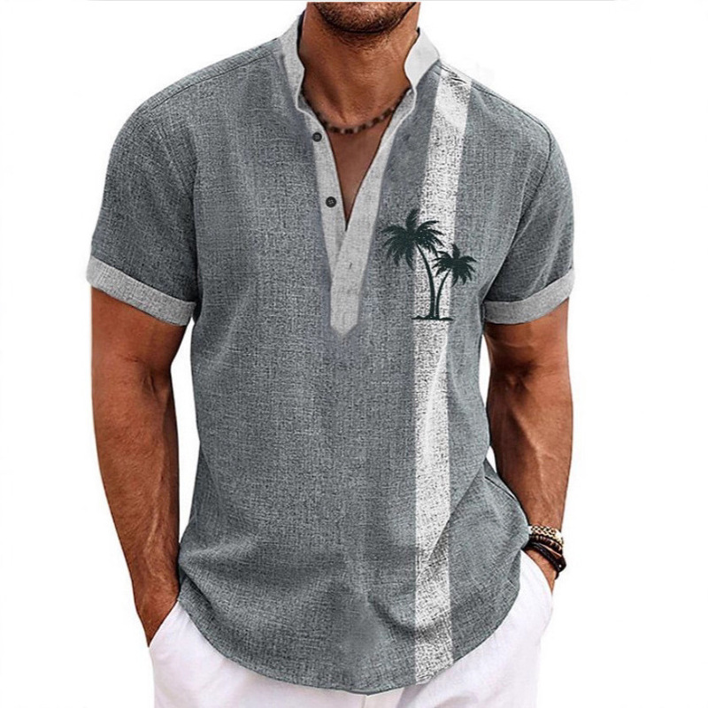Cross-Border European and American Aliexpress Men's Simple Short-Sleeved Shirt Turtle Pattern 3D Printed Cardigan Single-Breasted Order