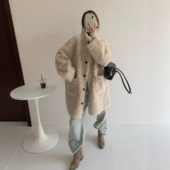 【慢调巴黎】100绵羊羔毛慵懒风冬皮毛一体皮草外套女立领中长款