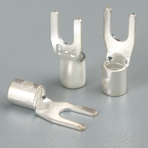 Brass UT cold-pressed fork-shaped copper terminal U-shaped copper nose silver-plated Y plug-in copper wire lug secondary terminal