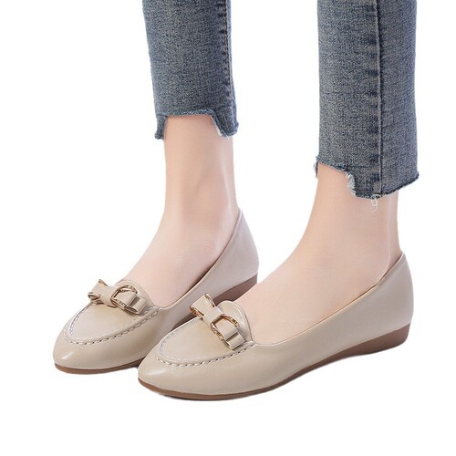 Spring and Autumn Round Head Pure Color SGS Daily Breathable Black Women's Viscose Shoes Low Block Bean Shoes