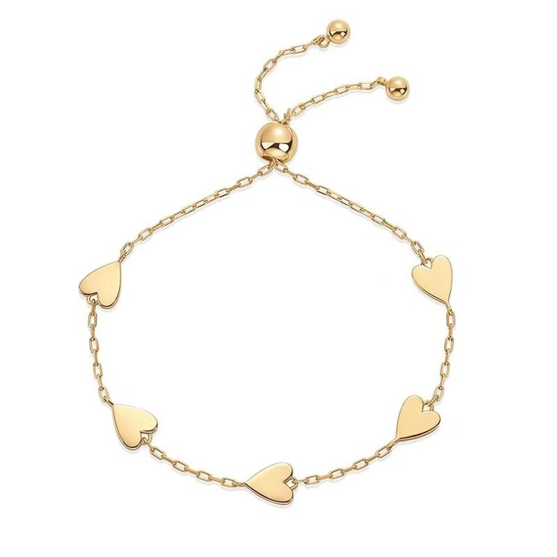 European and American Stainless Steel Heart-Shaped Women's Bracelet, Fashionable Gold Pendant Jewelry, Simple Versatile Accessory, Holiday Gift