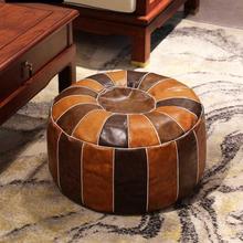 Decorative Moroccan PU Leather Pouf Craft Hassock Ottoman