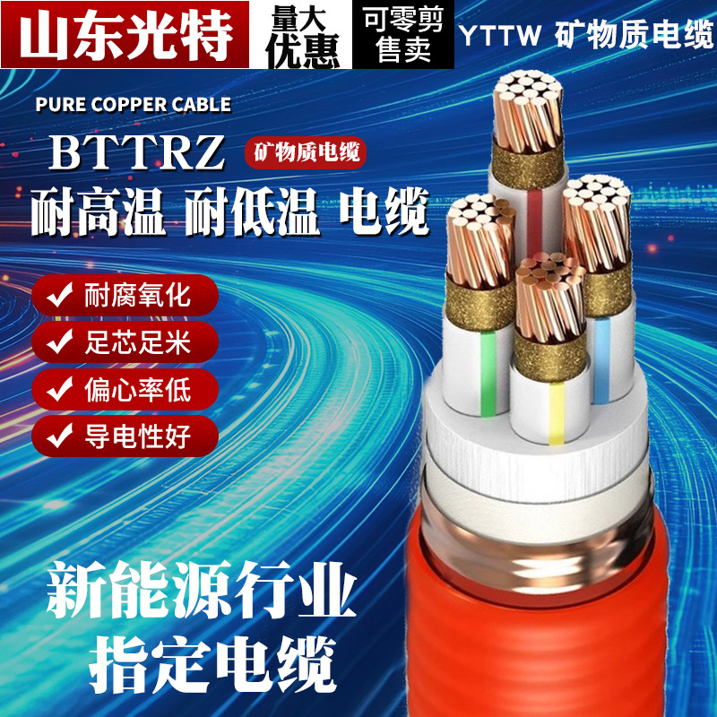 BTTE矿物质BTTWY绝缘防火电缆YTTWY铜芯RTTYZ耐高温电线1芯95RTTZ