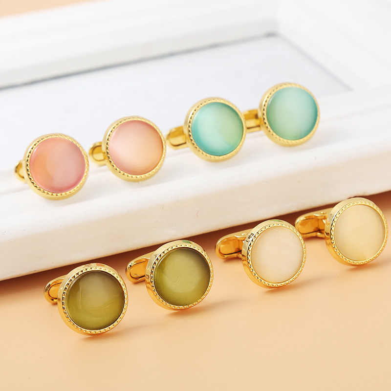 neue runde Manschettenknöpfe mit Diamantkristall, modische, hochwertige Manschettenknöpfe aus Zirkon_voghion.com