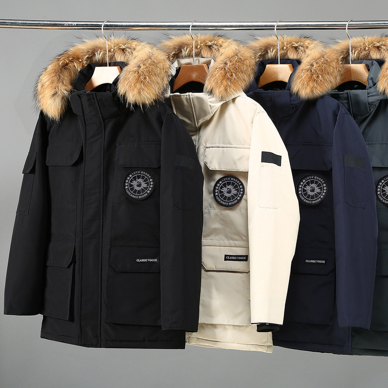 Northeastern-style, extra-thick, warm, hooded parka with a large fur collar, suitable for both men and women, and designed as a couple's outfit