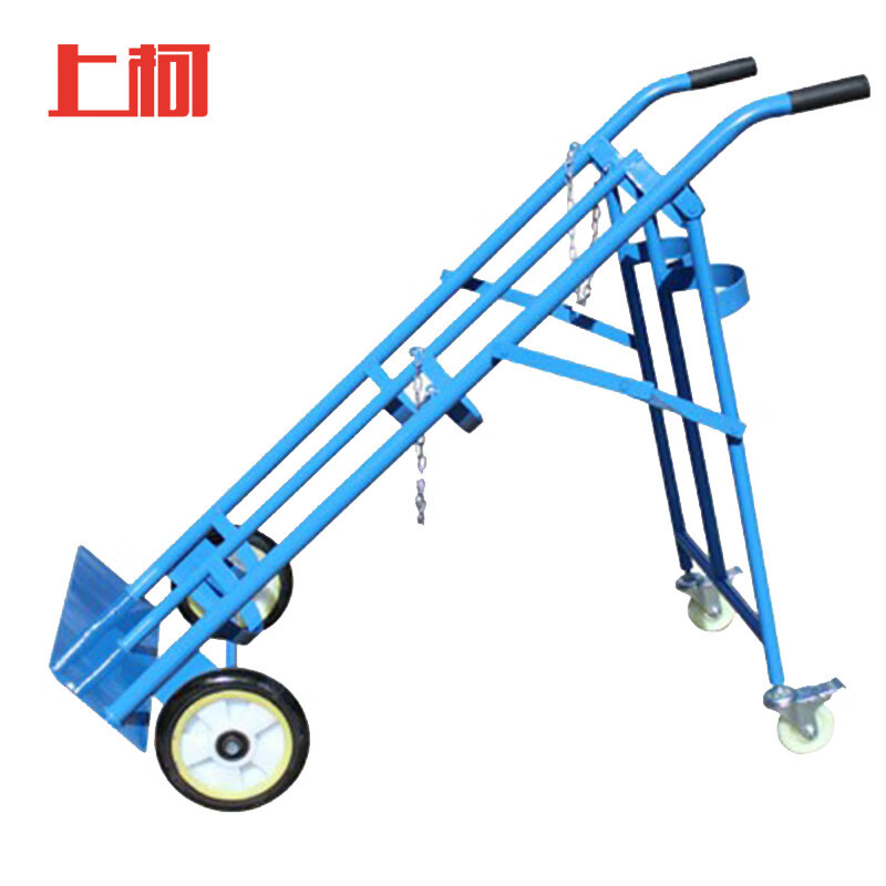 上柯 WY518 氧气瓶车氮气瓶推车 双瓶蓝色 工业液化钢瓶搬运推车