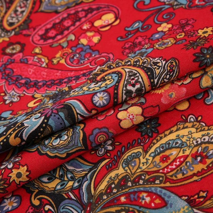 Льняно-хлопковая ткань цифровой печати, печатная хлопково-льняная ткань для одежды, ретро, для рукоделия и DIY, скатерть, лоскутное шитье, Юго-Восточная Азия