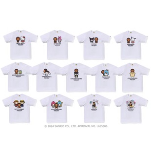 Pe X Hellokitty25 New Style Milo Letter Print Loose-Fitting Short-Sleeved T-Shirt for Men and Women Couples