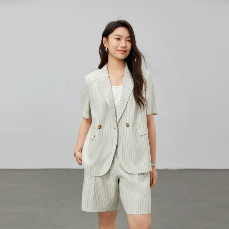 [Мода высокого уровня в полоску костюм костюм из двух частей] Funny Show большой размер женский толстый mm2025 весенний костюм новый