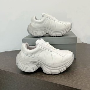 2025 Spring New Fashion Dad Shoes All-Match Casual Shoes Thick Bottom Increased Women's Shoes Lace-Up Rub Color Single-Li