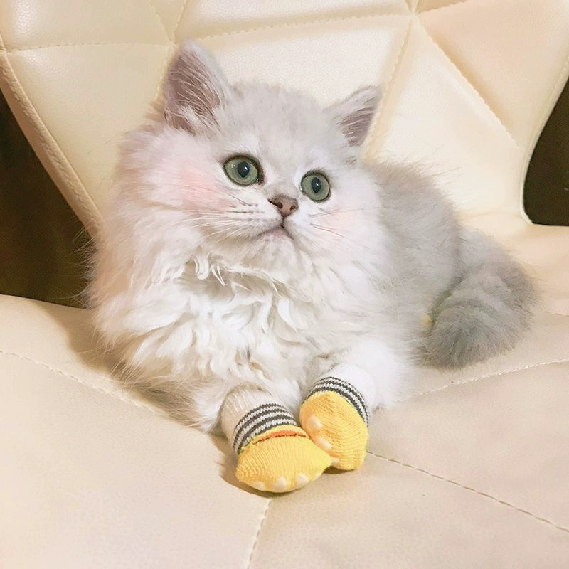 Кошачьи туфли против царапин кошачьи ножные чехлы кошачьи перчатки лапы когти чехлы для защиты домашних животных диван для защиты носков, которые носят кошки