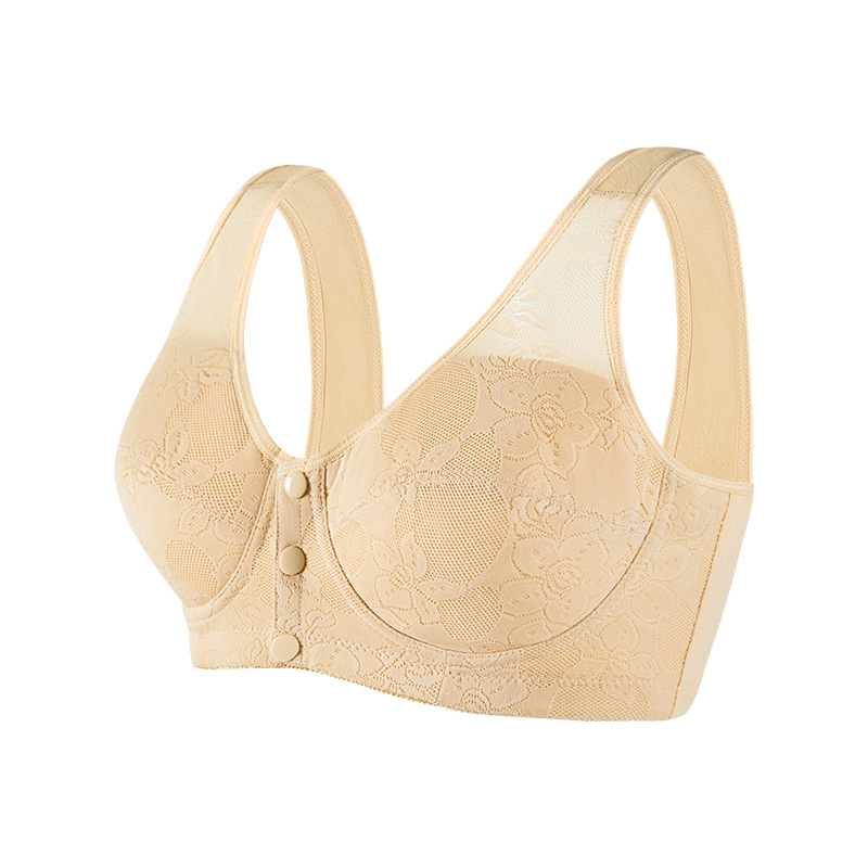 Large Size Cotton Lace Thin Front-Clasp Bra for Middle-Aged and Elderly Women, No Underwire, Manufacturer 8637