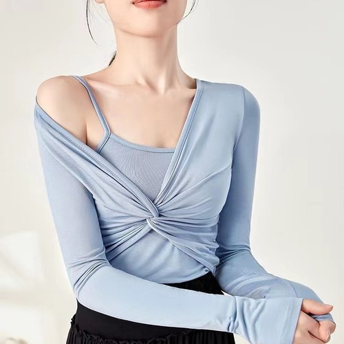 Modern Dance Practice Top for Women | Chinese Classical Dance Clothing | Adult Fitted Elegant Long-Sleeve Suit