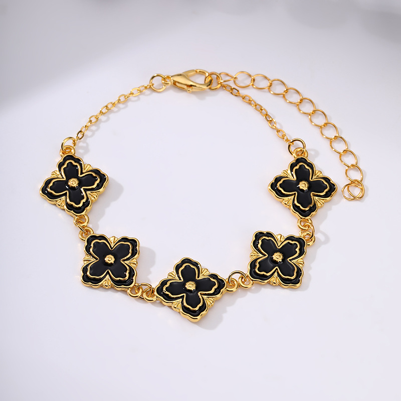 Europa y América de moda retro pulsera de cinco hojas mujeres joyas transfronterizas personalidades de diseño joyas de mano joyas de alta calidad