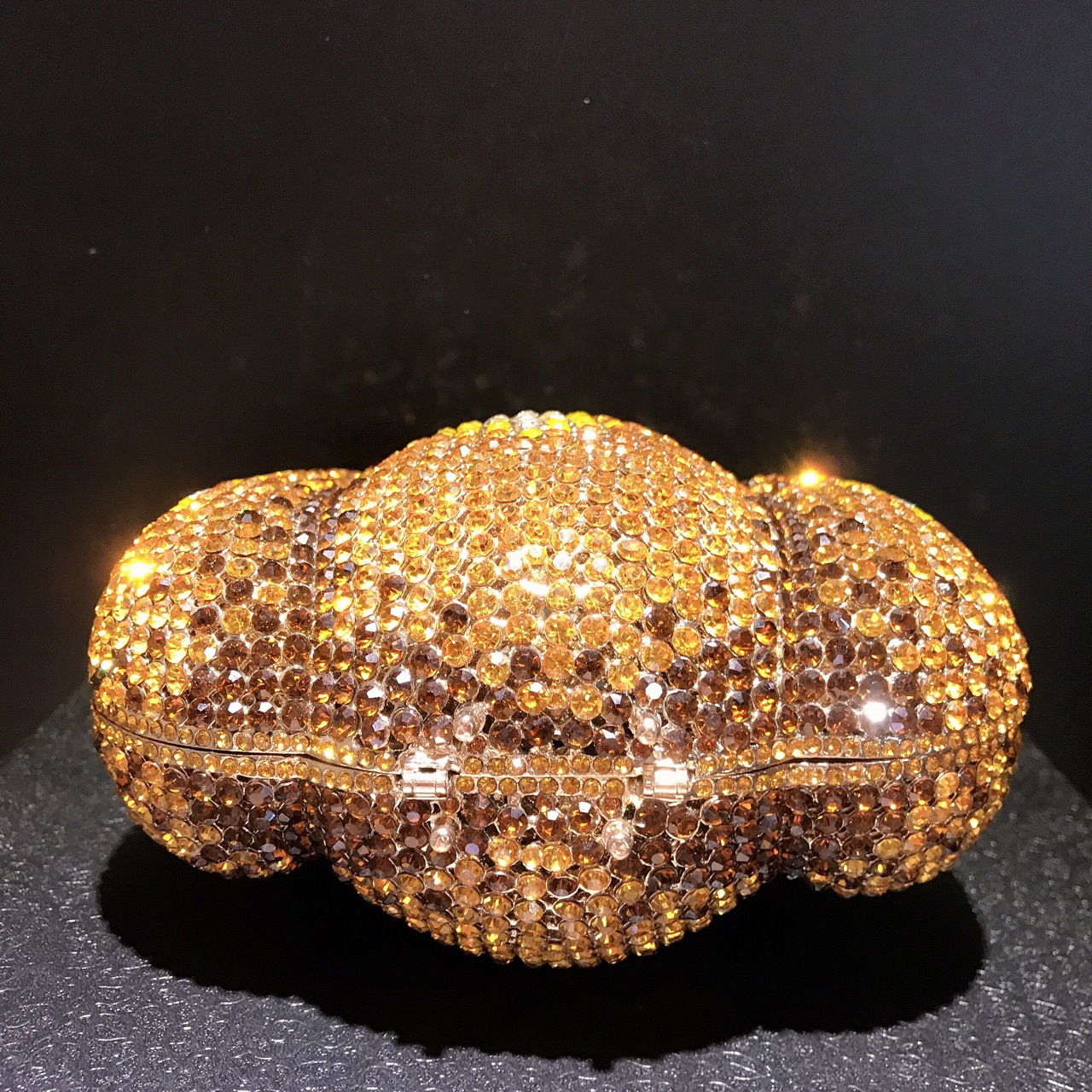 Túi clutch bí ngô đính đá rhinestone phong cách Âu Mỹ — Màu vàng chi tiết 1
