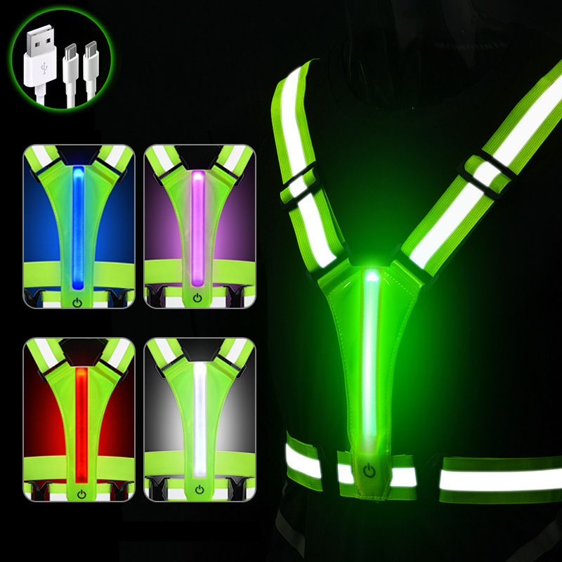 Five-Color Three-Mode Led Luminous Vest Night Running and Cycling Reflective Clothing Reflective Vest Sports Reflective Vest