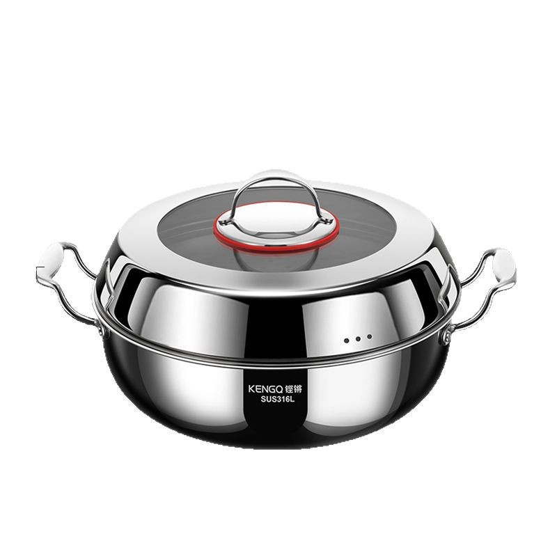 Vaporizador de acero inoxidable alemán 316, olla de vapor doméstica, olla de vapor gruesa, cocina de inducción de grado alimenticio, olla de sopa