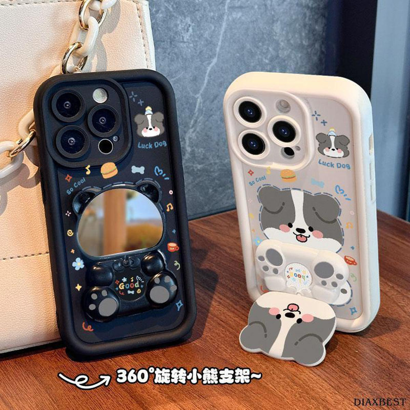 适用iPhone16ProMax小狗镜子华为oppo小米vivo苹果17手机壳新款套|undefined