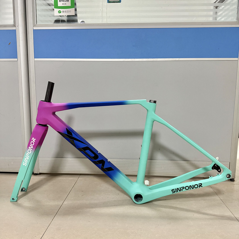700c road bike carbon fiber thru-axle disc brake frame 12mm ultra-light internal cable routing with front fork for comprehensive endurance 700c road bike carbon fiber thru-axle disc brake frame 12mm ultra-light internal cable routing with front fork for comprehensive endurance