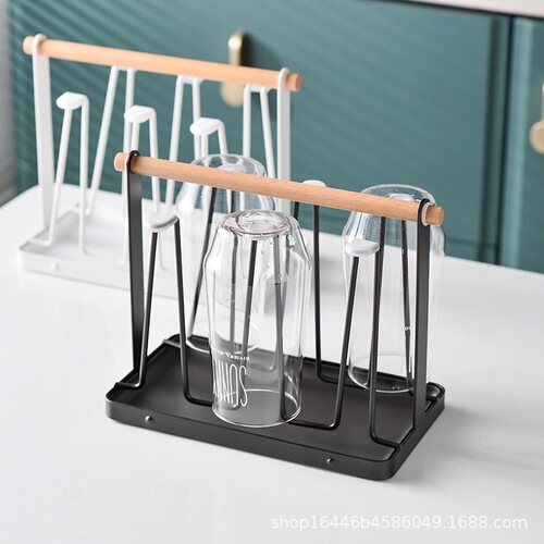 Japanese iron art drain cup holder for home use portable water cup holder drain rack with tray living room kitchen cup storage
