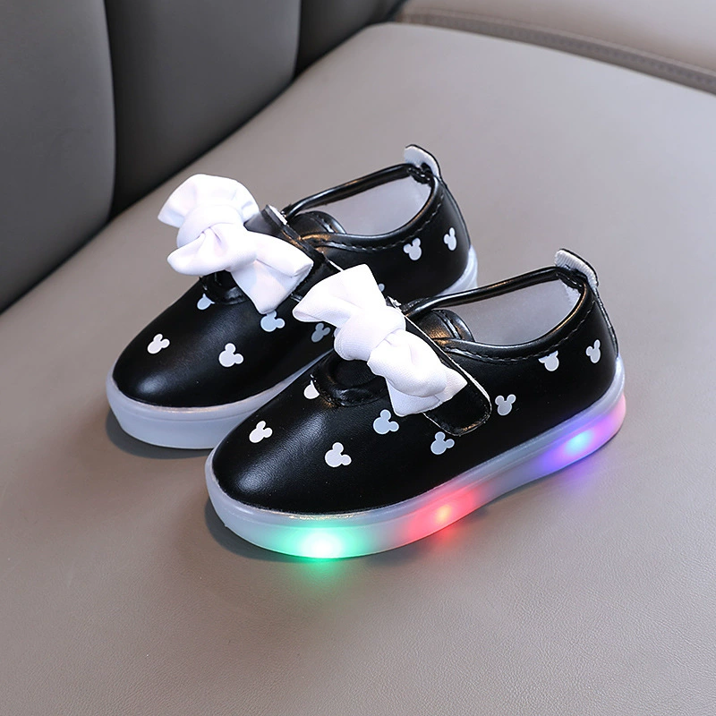 Sneakers with bow, shoes for leisure for princess, 2021 collection, Korean style, wholesale