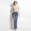 Spring knitted jeans, 2023, European style, with short sleeve