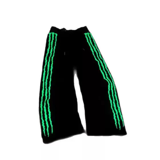 2025 European and American Cross-Border Personalized Paw Shape High Street Fluorescent Unique Casual Loose Pants Men's Wholesale
