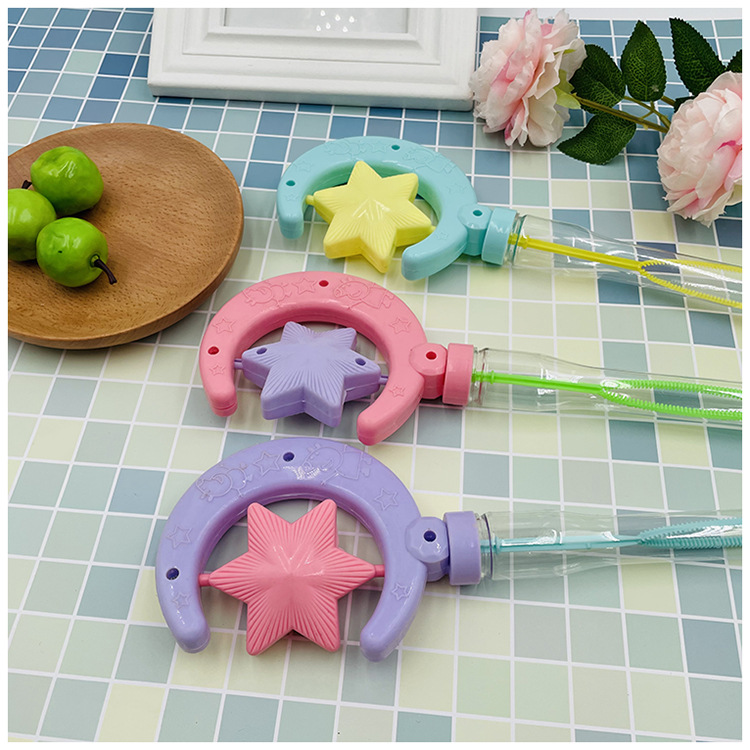 Flash bubble wand 48cm ground stall bubble water moon stars fairy glow colorful bubble wand toys wholesale