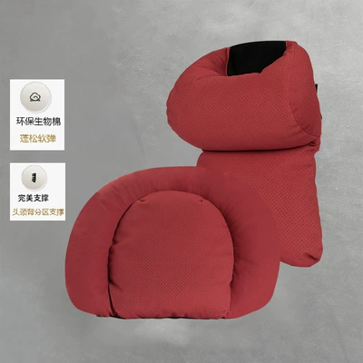 Car roof lining | Cushion and Lumbar Support - 1-set-lumbar-support-double-pressure-relief-headrest-volcanic-red-breathable-holes
