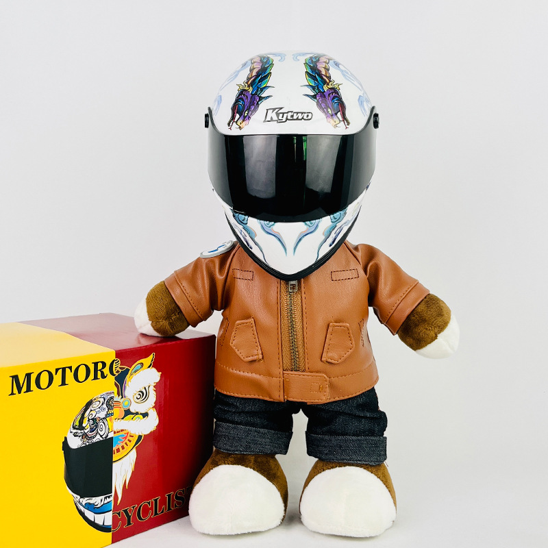 Coche eléctrico colgante oso muñeca casco cuero juguete coche tronco montar decoración 4S reparación tienda locomotora muñeca