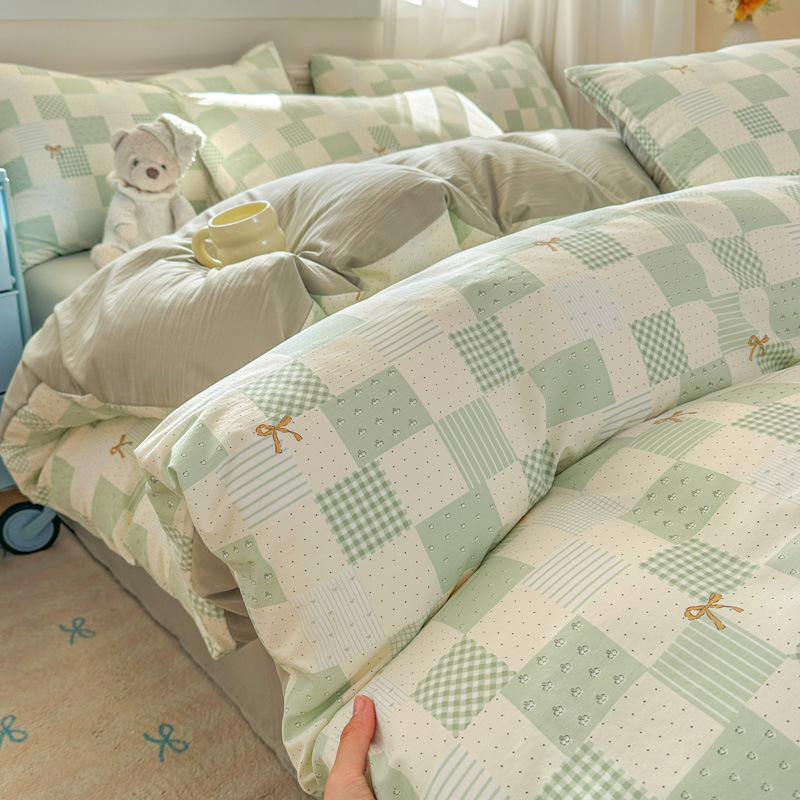 Cama de clase A ultra suave para madres y bebés con cuatro piezas de algodón puro desnudo para dormir sábanas de doble hilo cubierta dormitorio con tres y cuatro piezas