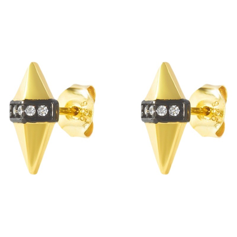 Pendientes de diamante geométrico de personalidad simple Pendientes de temperamento de tendencia de estilo de punk de plata esterlina femenina s925 europea y americana