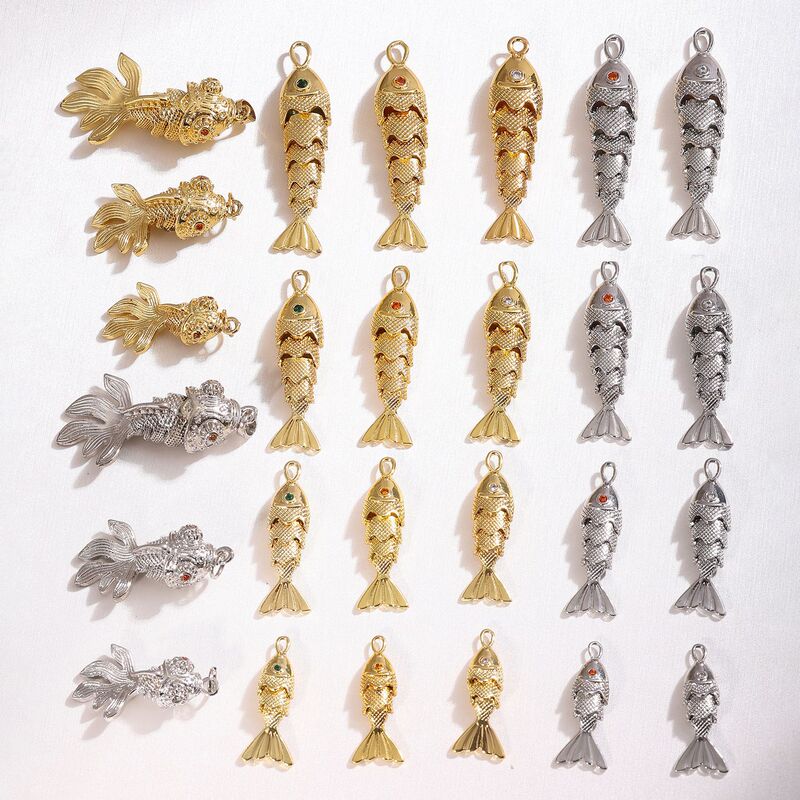 New Copper-Plated 18K Real Gold High Color-Retention Fish Koi Pendant DIY Handmade Accessories Necklace Bracelet Earrings Jewelry