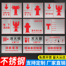 不銹鋼消防水泵接合器標識牌噴淋水泵房提示牌室外地上地下消火栓