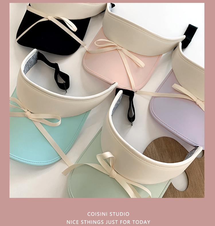 New Sweet Bow Tie with Ice Silk Sunscreen Open Top Hat for Women Summer Sunshade Macaron Color Versatile Big Eaves_voghion.com