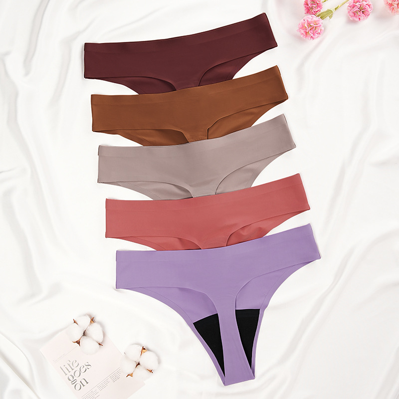 Europea y americano de cuatro capas de ropa interior fisiológica de las mujeres de cintura baja en forma de T pantalones de algodón entrepierna anti-lado fugas pantalones menstruales