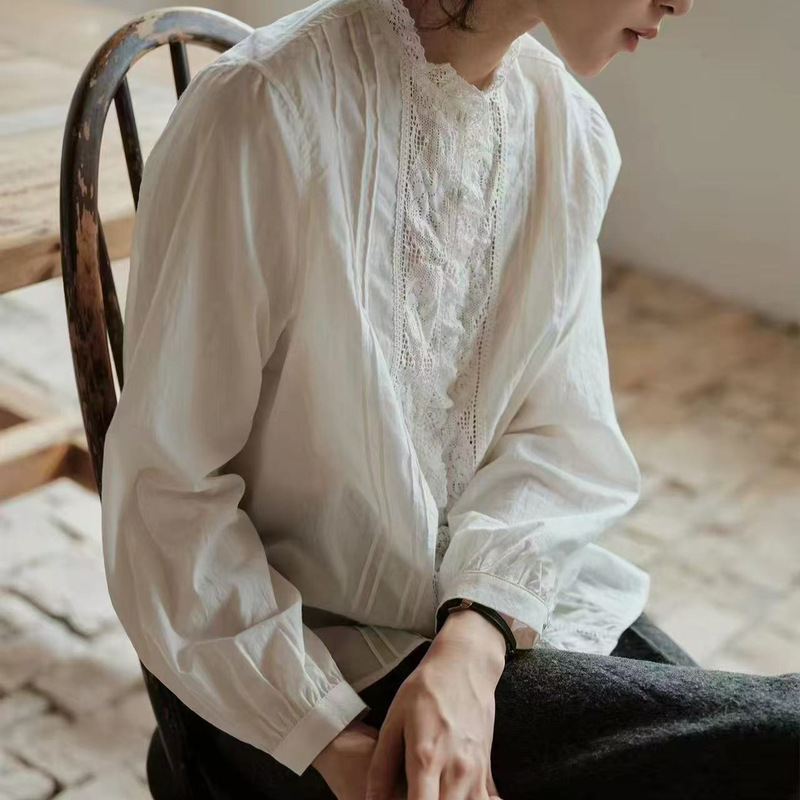 2026 Exquisite Lace Base Shirt 2026 Spring New Women's Shirt Light Luxury High-End Stylish Blouse Top 2026 Exquisite Lace Base Shirt 2026 Spring New Women's Shirt Light Luxury High-End Stylish Blouse Top
