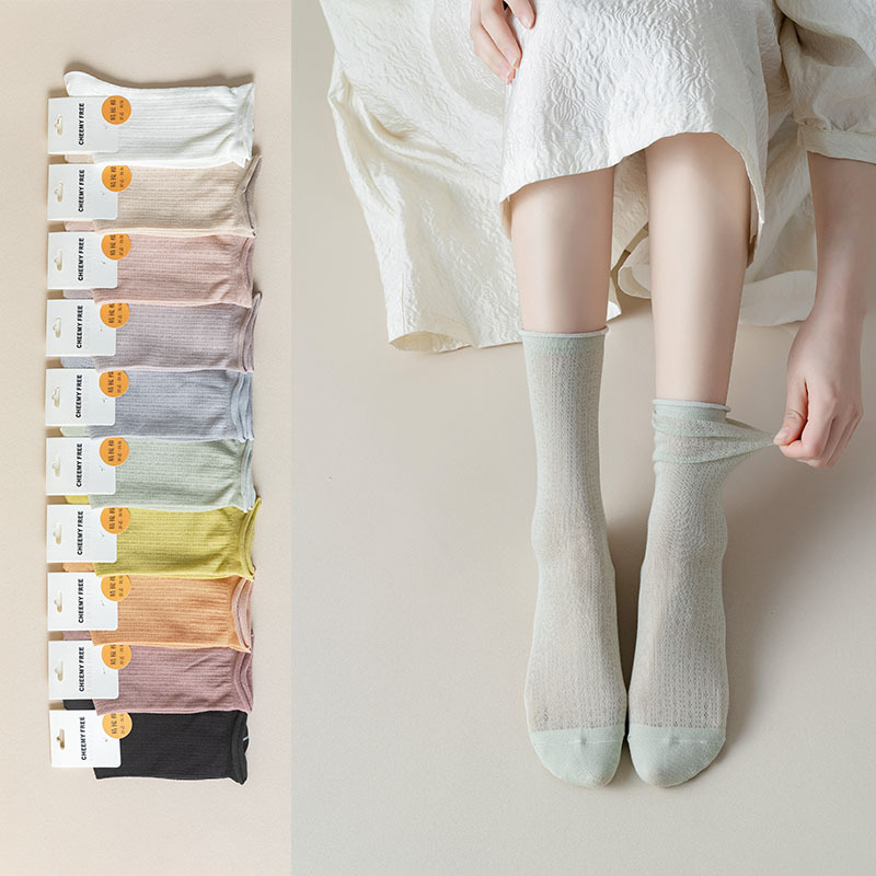 breathable summer thin cotton knee socks for pregnant