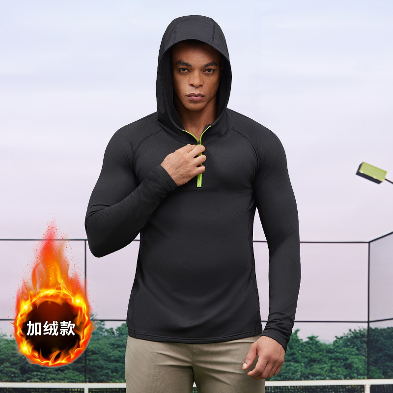 Hombres con camisa deportiva de lana otoño y invierno con capuzas media cremallera ropa deportiva de ocio al aire libre ropa deportiva a prueba de viento