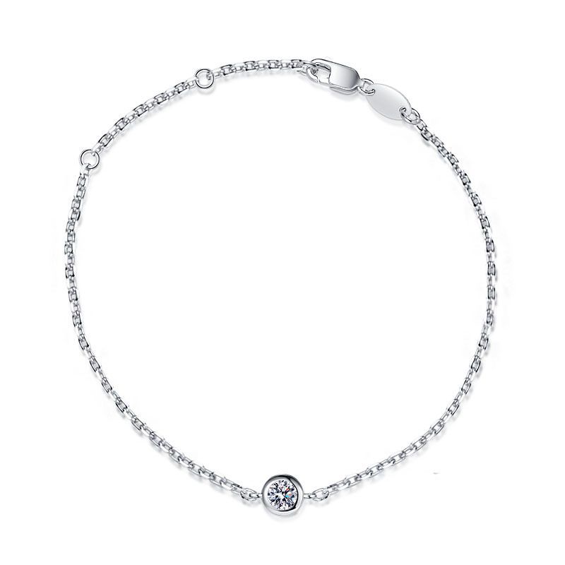 S925 plata esterlina francés París Lucky burbuja solo diamante 30 puntos moissanite pulsera platino plateado diamante pulsera para las mujeres