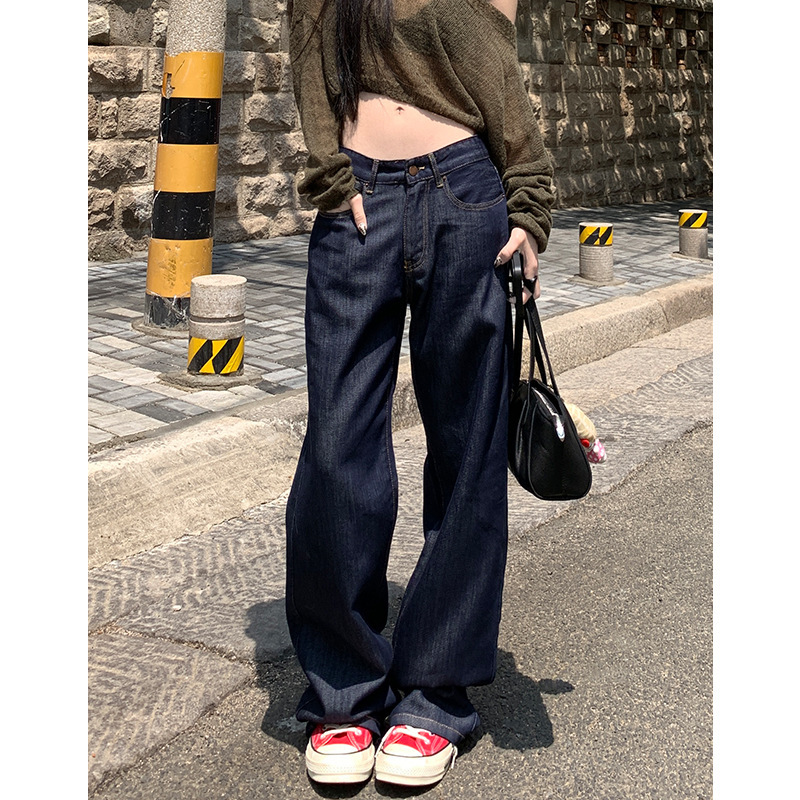 Women's 2025 Spring/Summer Lyocell Original Color Loose High-Waisted Jeans American Casual Versatile Straight-Leg Pants
