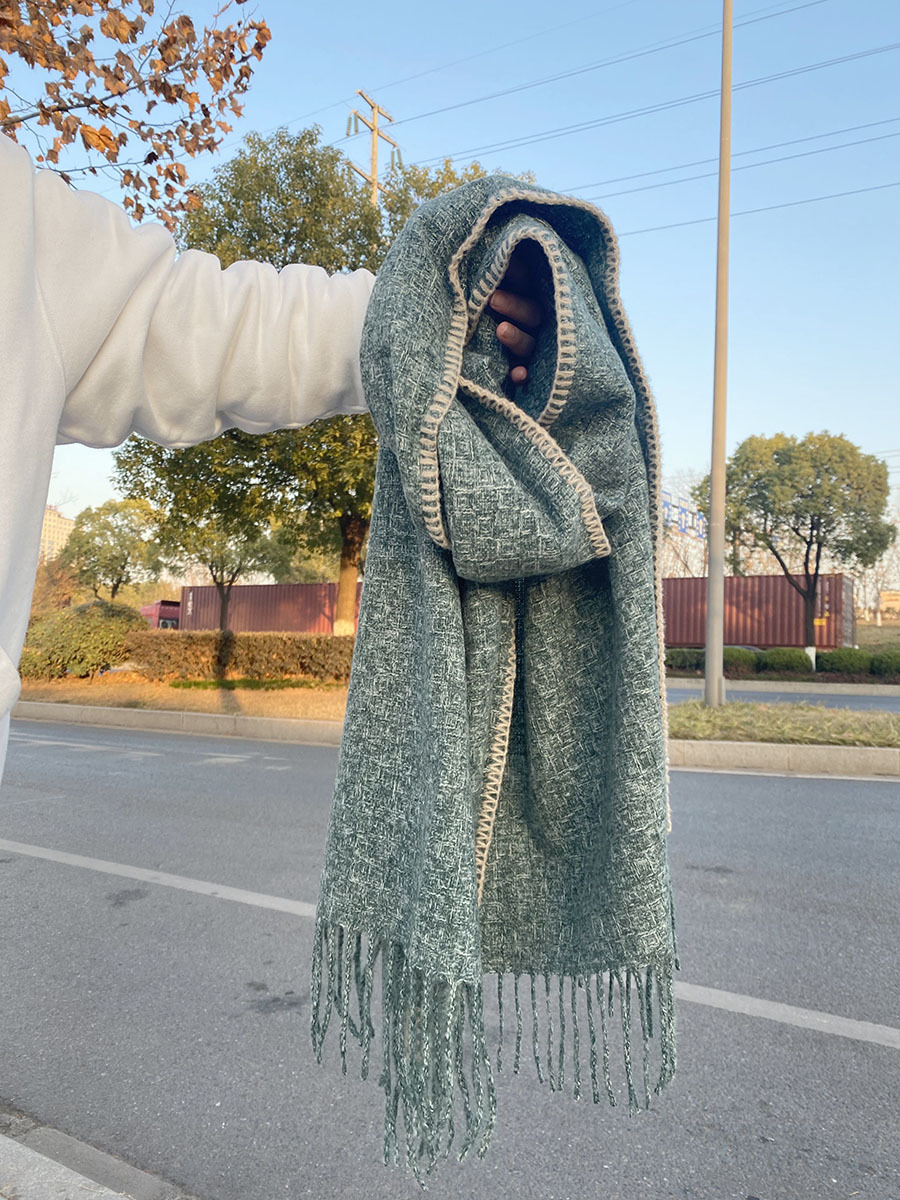Damen Strickschal, Weicher Wollschal In Kontrastfarben Für Winter_voghion.com