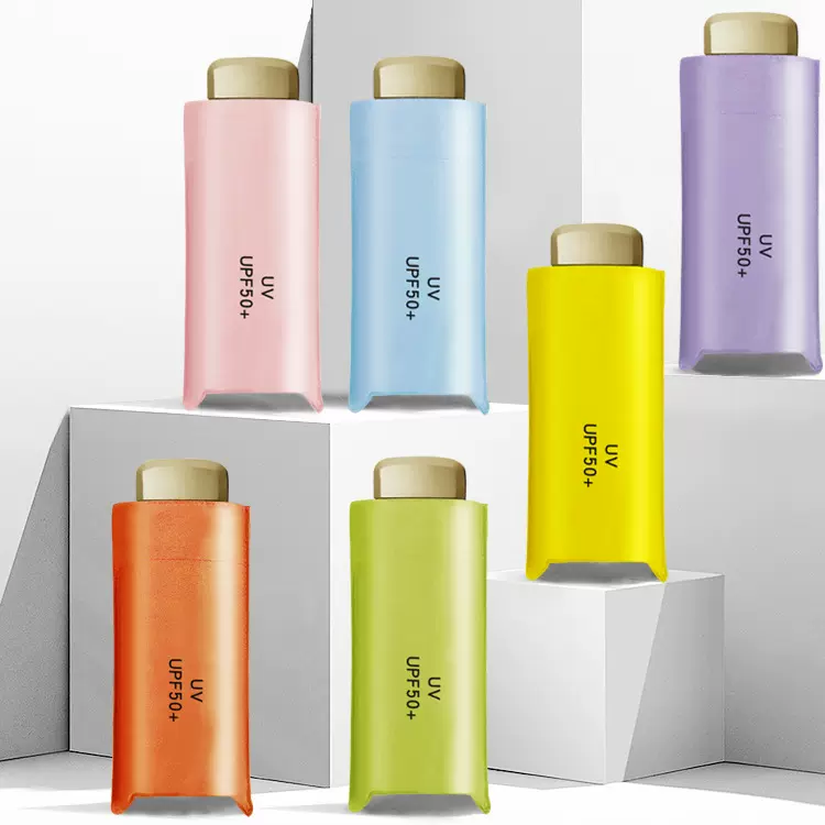 小巧便携黑胶遮阳太阳伞扁五折防紫外线折叠伞厂家批发五折广告伞