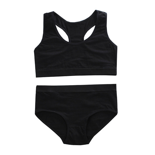 Girls bra set development period pure cotton vest style solid color sports 12 junior high school students bottoming underwear suspenders summer