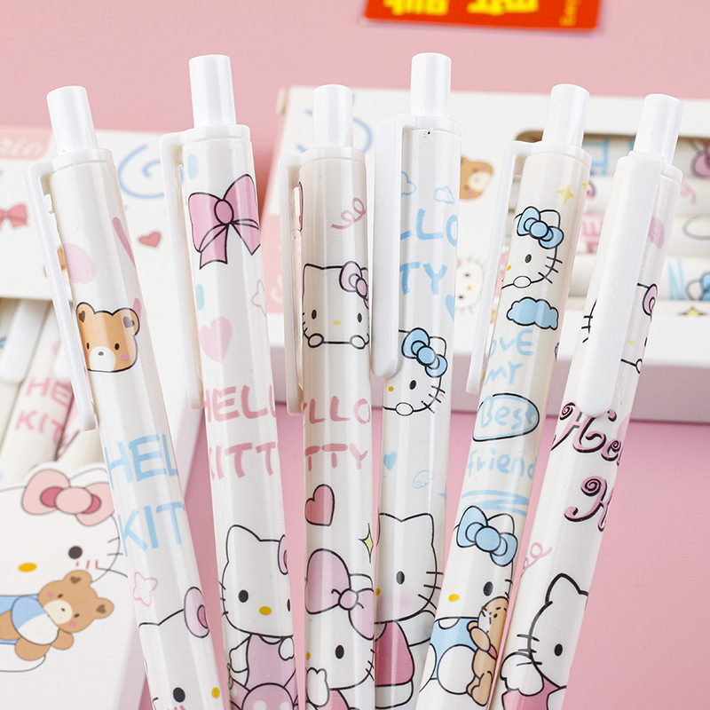 Nuevo Kitty Kulomi dibujos animados suaves y rápidos secos pulsantes bolígrafo neutro de alto valor de firma negra